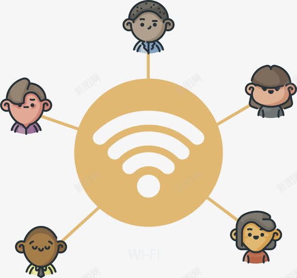 共享无线网络png免抠素材_88icon https://88icon.com 互联网 共享网络 无线wifi 矢量素材 网络连接生活 资源共享