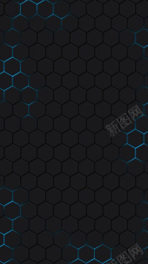 黑色科技六角形H5背景背景
