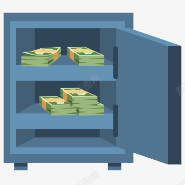 投资理财背景保险柜和钱插画矢量图图标图标