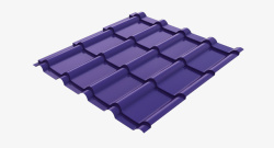 一个紫蓝色小型一侧边屋顶瓦片素材