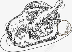 素描鸡古风墨水画鸡肉原素矢量图高清图片