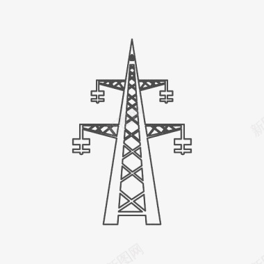 手绘黑色几何线条供电高压电线塔图标图标
