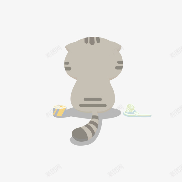 卡通版灰色猫咪的背影psd免抠素材_88icon https://88icon.com 动漫动画 动物 卡通手绘 灰色 猫咪 猫咪背影 装饰图 跳舞猫咪 食物