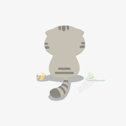 跳舞猫咪卡通版灰色猫咪的背影高清图片