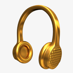 金色耳机手绘立体金色耳机高清图片