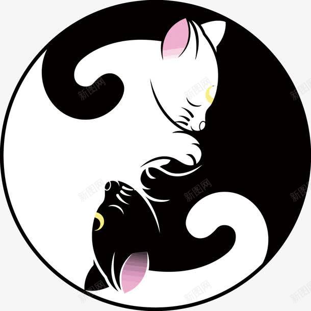 阴阳猫矢量图eps免抠素材_88icon https://88icon.com PNG图片 PNG图片素材 PNG素材 PNG素材免费下载 八卦 八卦图案 卡通 形状 彩绘 手绘 猫咪 矢量图 阴阳 黑白太极图