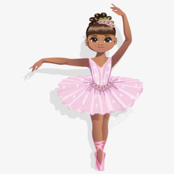 可爱的卡通黑人女孩跳芭蕾插画免素材
