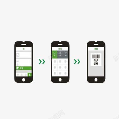 扫落叶手机扫码支付流程图标图标