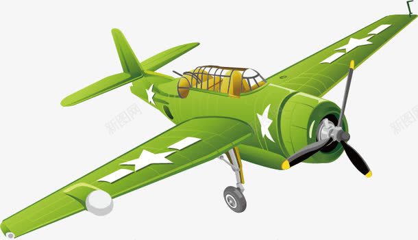 绿色飞机png免抠素材_88icon https://88icon.com 卡通 战斗机 飞机