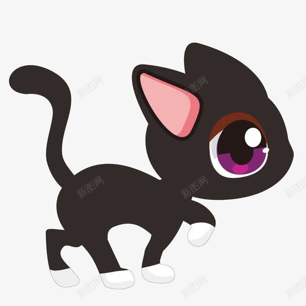 卡通可爱的黑色猫咪矢量图ai免抠素材_88icon https://88icon.com 动物设计 大眼睛 宠物设计 猫咪 黑色 矢量图