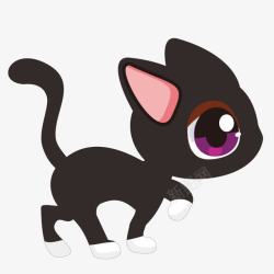 黑色的大眼睛卡通可爱的黑色猫咪矢量图高清图片