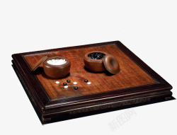 木质方桌圆形围棋棋盒和方形棋盘高清图片
