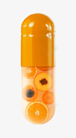 橙色透明治愈橙色水果西药片实物素材