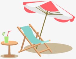 扁平风格沙滩椅夏天桌子饮料素材