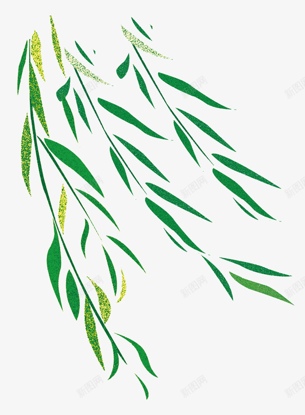绿色柳叶飘扬手绘png免抠素材_88icon https://88icon.com 手绘 春季 柳叶 柳叶PNG 绿色叶 飘扬