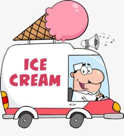 卡通版的卖冰淇淋的车子素材