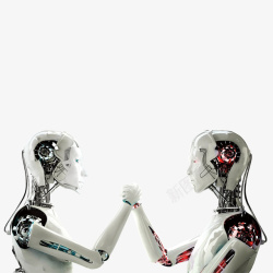 机器人握手白色机器人我叔婆高清图片