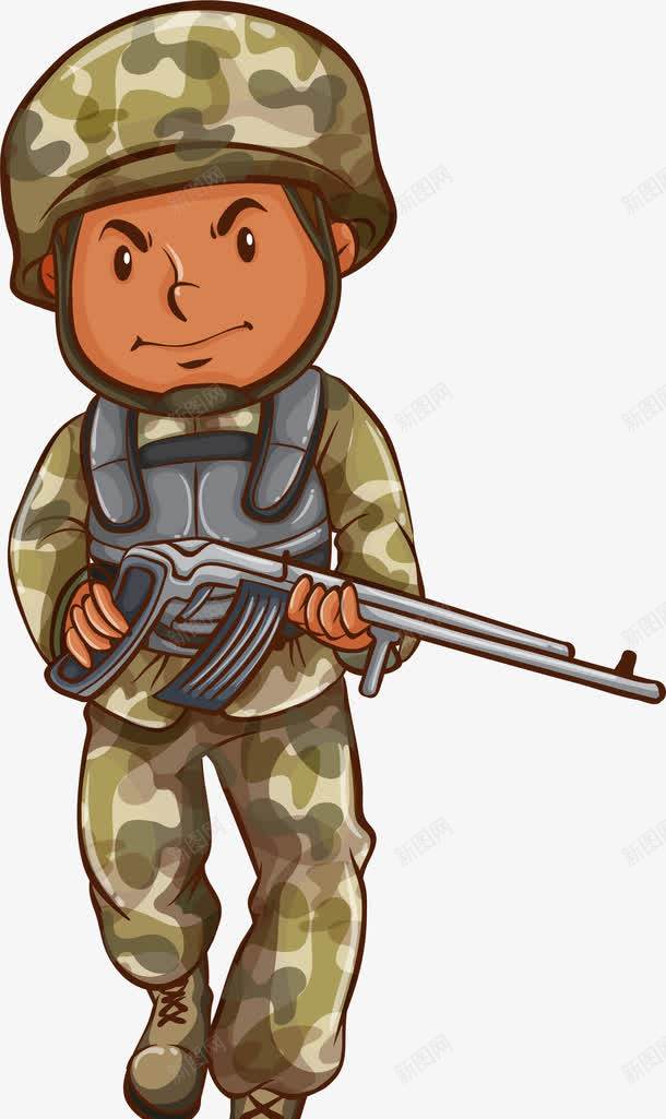 卡通军人士兵png免抠素材_88icon https://88icon.com 军事武器 巡视 手拿枪 步枪 防弹衣