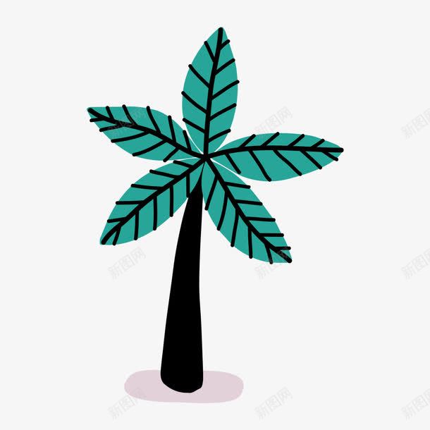 大椰子树png免抠素材_88icon https://88icon.com 单独 卡通 叶子脉络大 大型巨叶 无椰子 椰子树