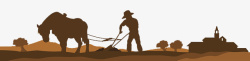 农民剪影农民赶着马车在土地上开垦土地高清图片
