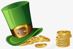 爱尔兰绿帽子金币高清图片