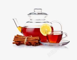 玻璃茶具姜茶水果片香料素材