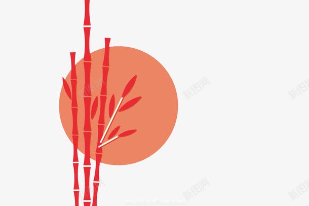 日本元素png免抠素材_88icon https://88icon.com 太阳 日式风格 日本矢量 植物 橙色 竹子