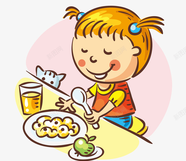 吃饭的小女孩矢量图ai免抠素材_88icon https://88icon.com 吃饭 吃饭表情 小女孩 早餐 矢量图 苹果 饮料