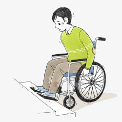 丧失运动坐在轮椅上的人上台阶高清图片
