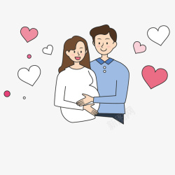 卡通夫妻怀孕夫妻手绘矢量图高清图片