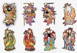 8款中国传统门神财神年画素材