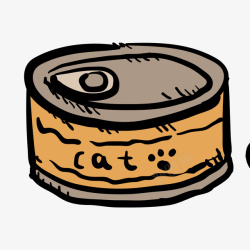 卡通鱼罐头手绘动物猫咪饲料矢量图高清图片