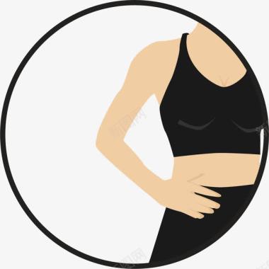 平坦的腹部女生腹部塑身图标图标