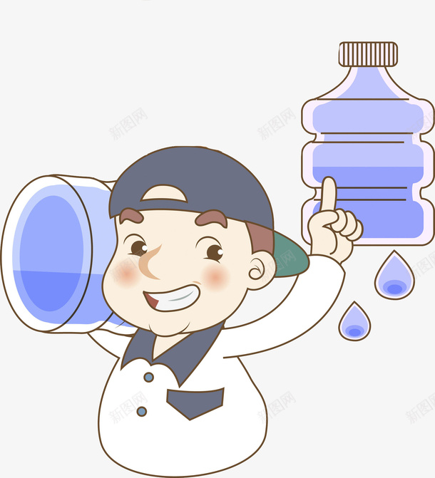 送水的男孩png免抠素材_88icon https://88icon.com 帅气的 插图 水桶 男人 男孩 矿泉水 蓝色的