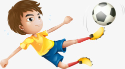 男孩子踢足球卡通装饰人物介绍海报高清图片