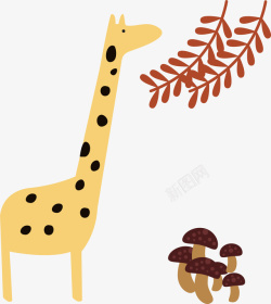 手绘的羊卡通动物长颈鹿插画矢量图高清图片