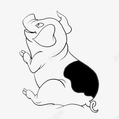 手绘素描动物花猪猪简笔画图标图标