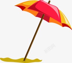 海滩卡通遮阳伞素材