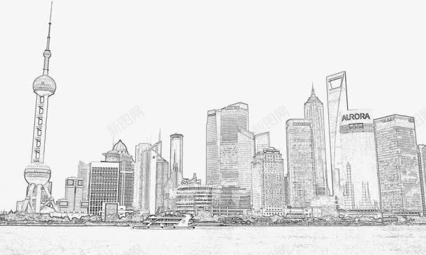 上海外滩素描简笔画png免抠素材_88icon https://88icon.com png 上海 上海外滩 外滩 笔画 简笔画 素描