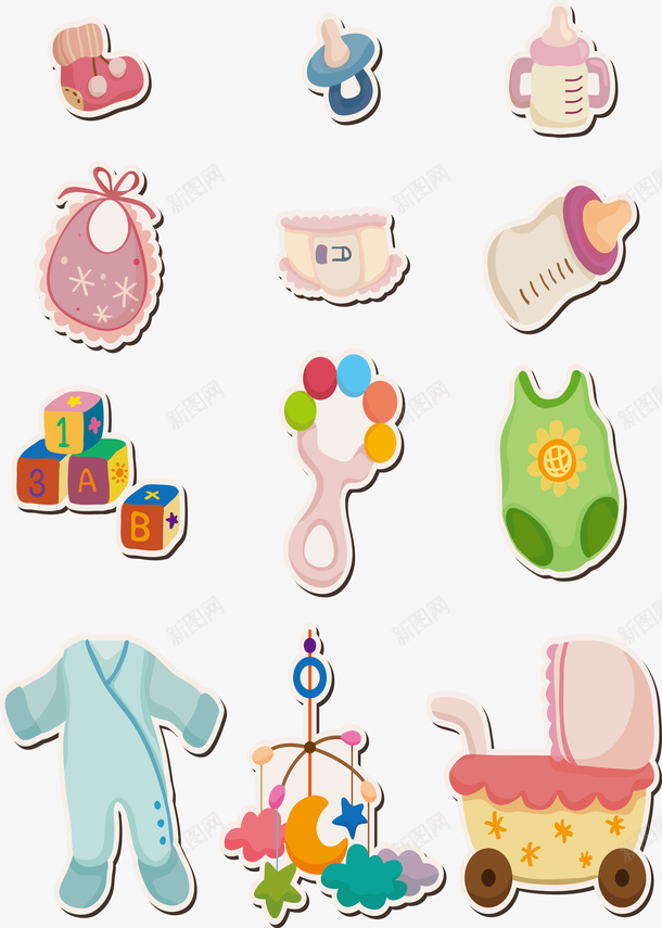 妇幼保健商品矢量图ai免抠素材_88icon https://88icon.com 儿童 卡通图案 可爱商品 妇幼保健 母婴 美观 矢量图