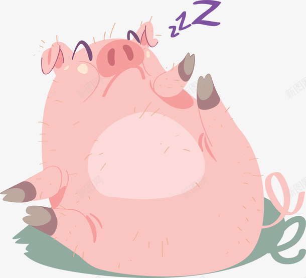 粉红肥胖睡觉的猪矢量图ai免抠素材_88icon https://88icon.com Q版猪 卡通的猪 小懒猪 睡觉的猪 矢量png 矢量图 粉色的小猪 肥胖的猪