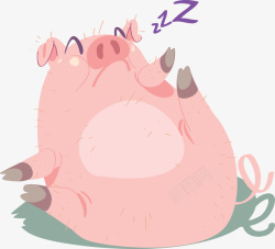 粉红肥胖睡觉的猪矢量图素材
