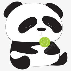 坐着吃棒棒糖的大熊猫素材