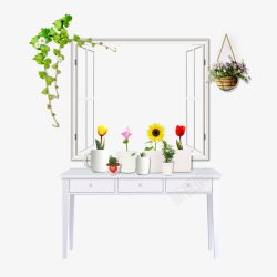 台上窗台上的花盆高清图片