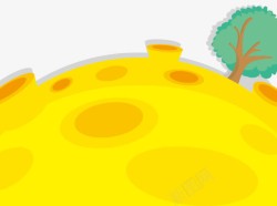 中秋活动卡通树黄色圆球素材