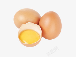 褐色鸡蛋裂开的初生蛋和实物素材