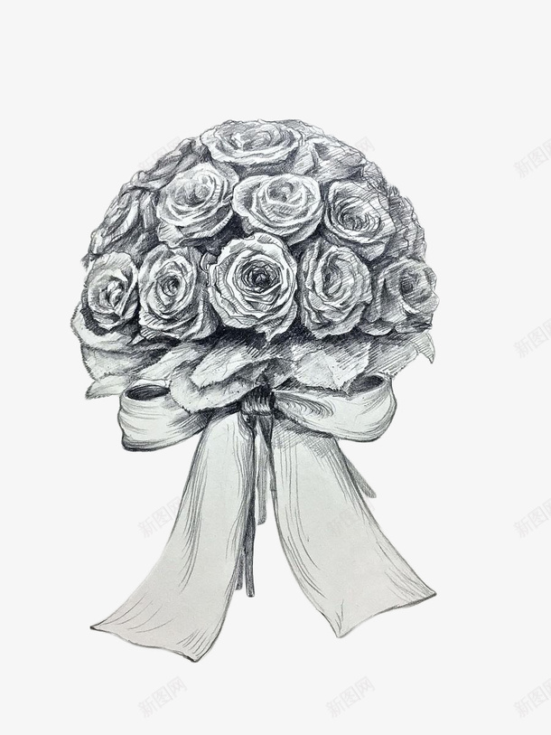 花束黑白素描作品png免抠素材_88icon https://88icon.com 好看 时尚 精致 素描 素描作品 细致 美观 花束 铅笔画 黑白