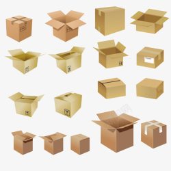 立体纸箱和常见纸箱标志矢量图素材
