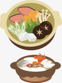 日式火锅料理手绘图案素材