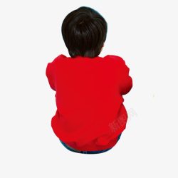 红衣服的男人小朋友孤独的背影高清图片